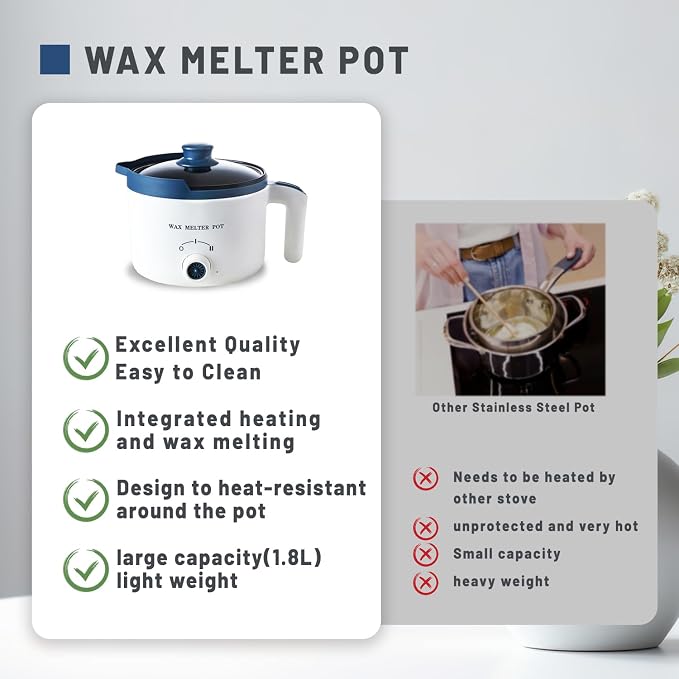 Ksedcon Electric Wax Melter for Candle Making with Pouring Spout, Non-Stick Small Candle Melting Pot