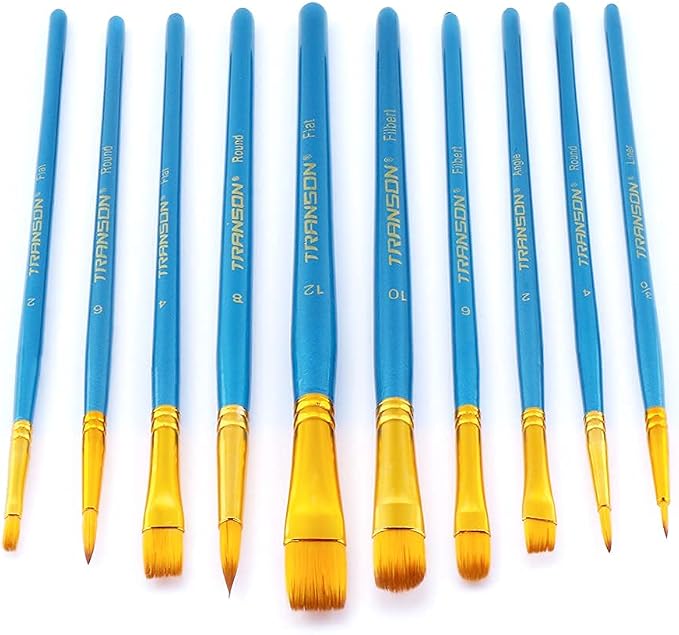 Transon 20pcs Bulk Artist Paint Brush Set for Acrylic Watercolor Gouache Hobby Craft Face Painting Blue