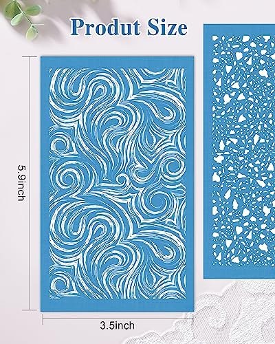 Puocaon Clay Silk Screen Stencil - 10 Pcs Marble Pattern Reusable for Polymer Clay Jewelry Making, Terrazzo Fluid Trendy Tools, Earrings