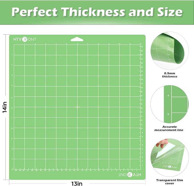 HTVRONT Standard Stickness Cutting Mats, 12x12, 2 Pack | Compatible with Cricut Maker 3/Maker 4/Maker/Explore 3/4/5/Air 2/One, Standard Adhesive, Sticky Green