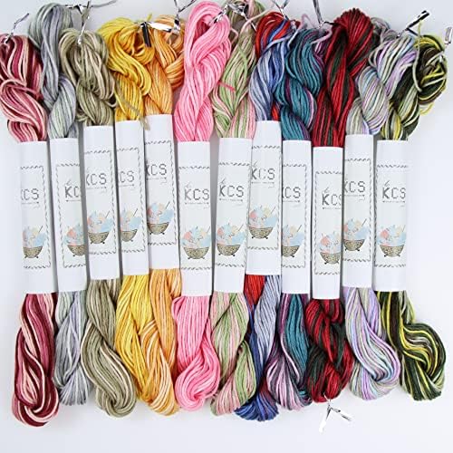 KCS Big skeins of 25 Meters Size 25 Color Variegated Cross Stitch Stranded Threads,12 skeins,13