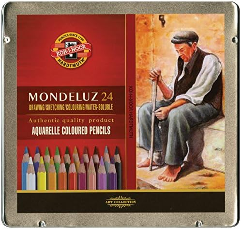 Koh-I-Noor Mondeluz Aquarelle Watercolor Pencil Set, 24 Assorted Colors in Tin, 1 Each (FA3724.24)