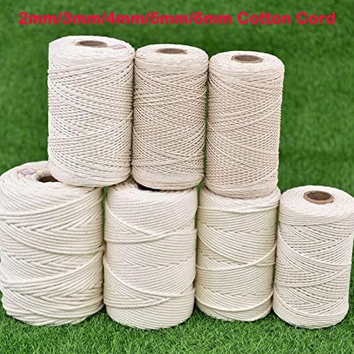Macrame Cotton Cord 6mm x 109Yards, Moon Blue Natural Macrame Rope, Perfect Macrame Supplies Cotton Cord for Macrame Plant Hangers DIY Crafts (Natural Color, 6mm*109Yards)
