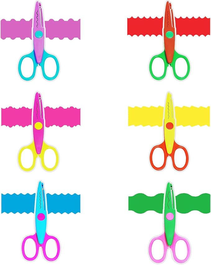 HAALII Craft Scissors Decorative Edge, for Crafting, Scissors, Zig Zag Kids Adults, Back to School Supplies, Scrapbook, Scrapbooking, Fancy, Pattern, Design, Create Fun Decorative Borders, 6 Pack