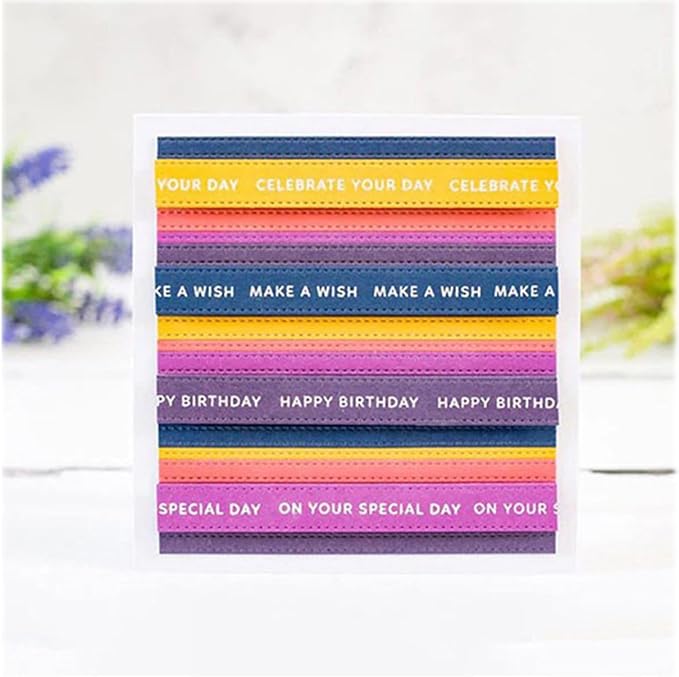 Scrapbooking Die-Cuts, Happy Birthday Ballon Metal Cutting Dies for Card Making, Paper Craft Punch Template, Background Embossing Stencils, DIY Album Décor (Strip Set B-15.6x5.2cm)