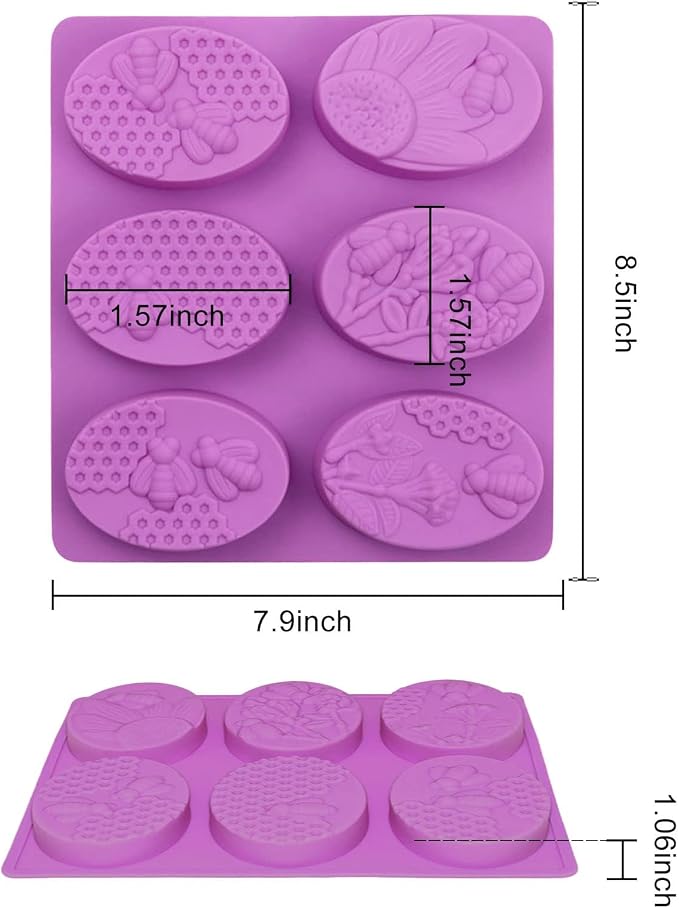 Soap Molds, Soap Molds for Soap Making, Perfect for Bee Soap Making, Honey Silicone Molds for Handmade Soap, Lotion Bars, Wax Melts, Beeswax（3 Pack - Honeycomb）