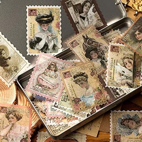 240pcs Vintage Postage Stamp Stickers, Aesthetic Botanical Deco Paper Sticker for Scrapbooking, Journaling Supplies, Planners, Kid DIY Art Crafts, Bullet Journal