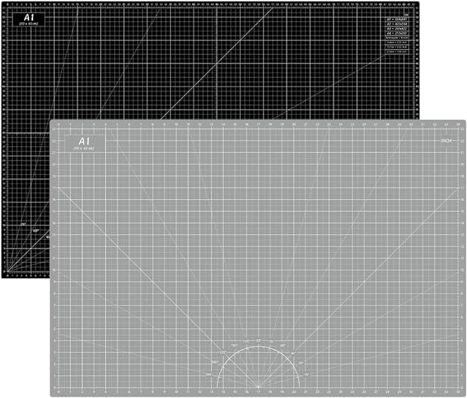Headley Tools Thickened 24 x 36 Inch Self Healing Sewing Cutting Mat, A1 Rotary Cutting Sewing Mat for Crafts, Double Sided 5-Ply Table Cutting Board for Fabric Quilting Leather Hobby, Grey/Black