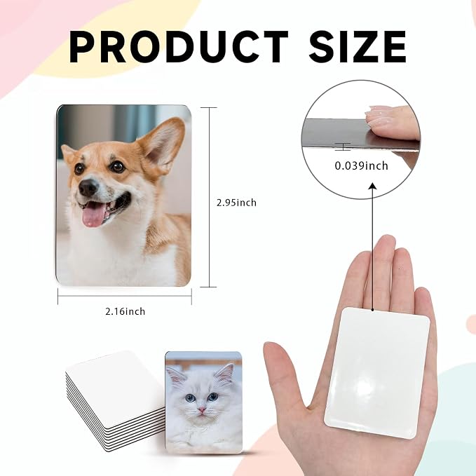 UJL 40Pcs Sublimation Magnet Blanks Custom Square Magnets (2.95" x 2.16") | Personalized Refrigerator Custom Magnets Sublimation Blanks DIY Craft Gifts for Kitchen Office Decorative