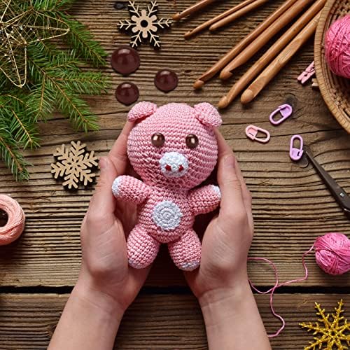 Safety Eyes and Noses for Amigurumi, Brown Plastic Doll Eyes and Teddy Bear Nose with Washers for Crochet Stuffed Animals, Crochet Toy and Teddy Bear for Doll Making Supplies