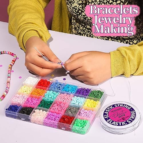 FANDAMEI 1mm Elastic String for Bracelets, Elastic Beading Cord Stretchy for Bracelets Making, Stretch Bead Cord for Jewelry Making, Sturdy Thread for Bracelet Necklace Crafts Christmas DIY String