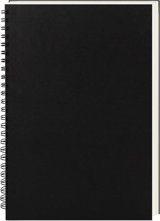 DSTELIN 9 inch x 6 inch, 100GSM, Blank Spiral Notebook, 1-Pack, Soft Cover, Sketch book, 160 Pages / 80 Sheets, (Black)