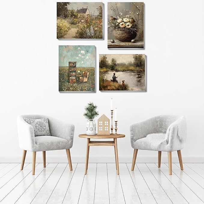 NEGEKFKX 4 Pack Retro Paint by Numbers Kit for Adults Beginner with Framed,Flowers Easy Adult Paint by Number Kits on Canvas DIY Painting for Beginners Art by Numbers for Home Wall Decor 10x12 Inch