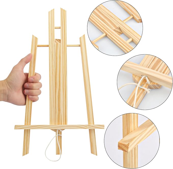 Yiksonyo 6 Pack 15.6 Inch Wooden Easel, Tabletop Wood Easels Stand, Wooden Easel for Painting, Art, and Crafts