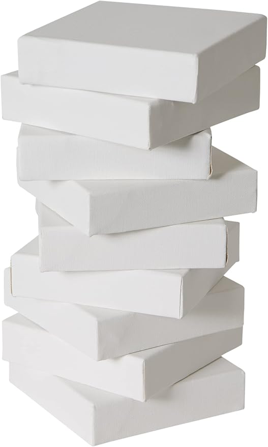 Creative Mark The Edge Deluxe Cotton 1-1/2" Deep Stretched Canvas for Painting, 8x8 Pack of 9, 14oz. Primed Weight, Universal Archival Priming, Medium Tooth, Frameless Artwork Canvas for Painters