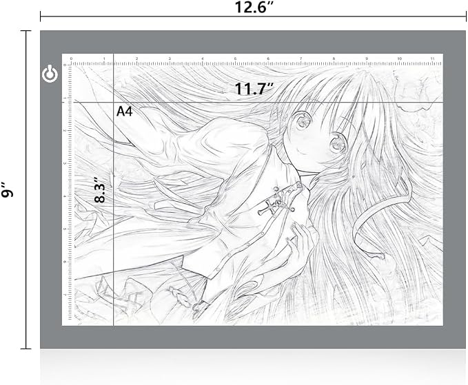 LitEnergy Portable A4 LED Copy Board Light Tracing Box, Silver Ultra-Thin Adjustable USB Power Artcraft LED Trace Light Pad for Tattoo Drawing, Streaming, Sketching, Animation, Stenciling