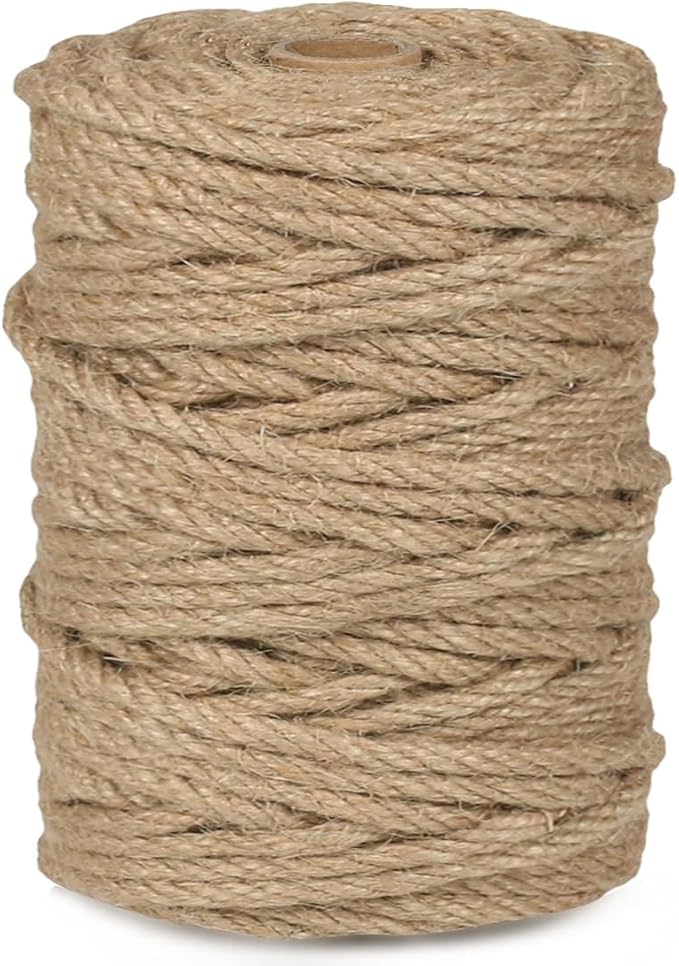 Jute Rope 4MM x 150FT Jute Rope for Crafts Projects Cat Scratcher Scratching Post Tree Gift Wrapping Home Decoration Packing Material Christmas Twine Bulk Heavy-Duty (Brown 4mm* 150ft)