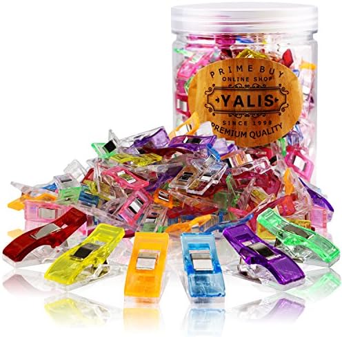 Yalis 100 Pcs Premium Sewing Clips Multipurpose Sewing Accessories Quilting Supplies Crafting Tools, Assorted 9 Bright Colors (A)