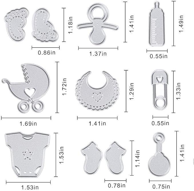 Baby Shower Cutting Die Baby Products Die Cuts for Card Making Cute Infant Foot Dies for Baby Shower Decoupage DIY Scrapbooking Photo Album Card Craft Birthday Decor Stencil Template Tool