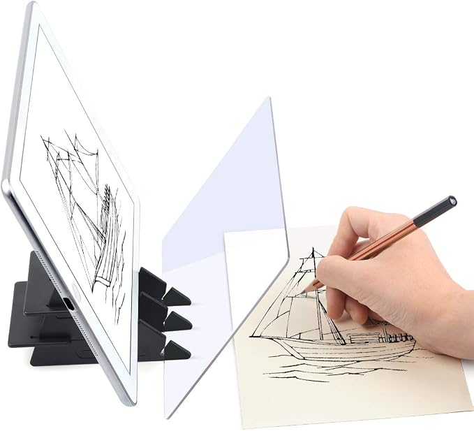 Yuntec Optical Drawing Board Portable Image Drawing Board | Tracing Drawing Projector Painting Board Sketching Tool with PMMA Lens for Beginners, Artists (7.9” x 5.3”) - Small