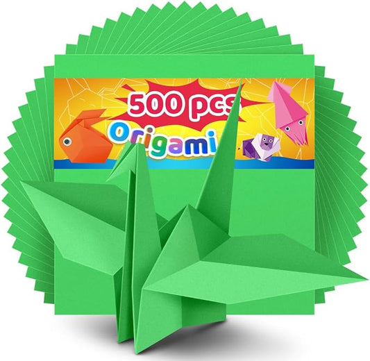 IOOLEEM Green Origami Paper, 500 Sheets, 6 Inch Square, Double Sided Colored Paper for DIY Crafts