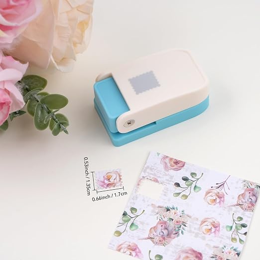 Stamp Punch, 0.6x0.5 Inch Postage Stamps Punch, Portable Lever Craft Hole Cutter Puncher, Stamp Shaped Paper Puncher, Paper Punches for Journaling Crafting DIY Scrapbooking Crafts