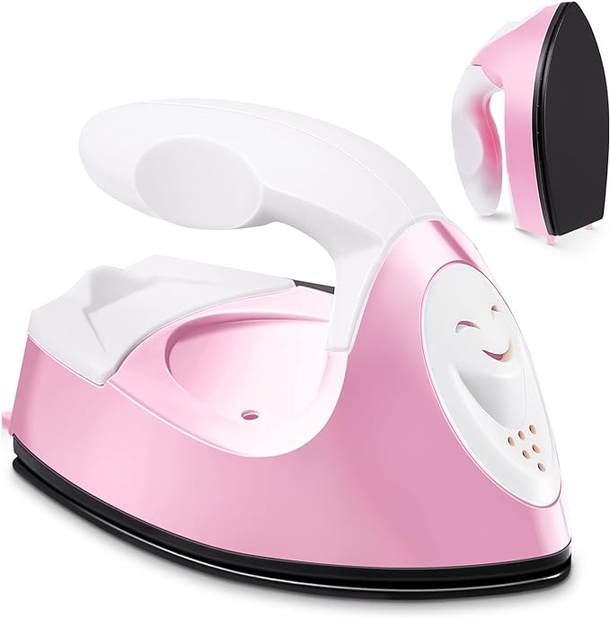Honoson Mini Craft Iron with Charging Base Tiny,Light Pink