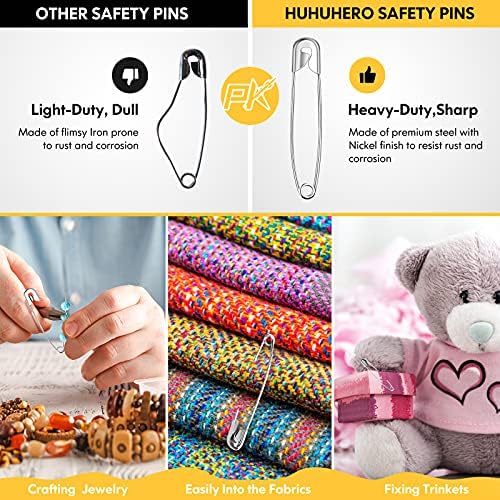 Huhuhero 160Pcs Safety Pins, Large & Small Safety Pins for Clothes Sewing