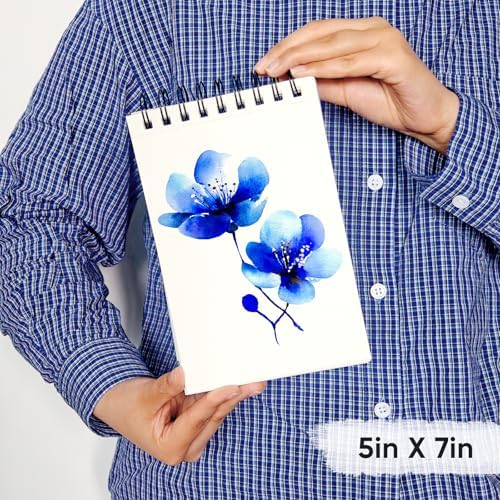 KOVIEDE 100% Cotton Watercolor Paper Pad 5"x7" (3 Pack, 30 Sheets Each) - Cold Press 140lb/300gsm Spiral Bound Watercolor Sketchbook, Artist Quality Art Journal Supplies