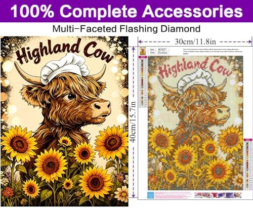 Highland Cow Diamond Art Kits for Adults, Diamond Painting Kits for Adults