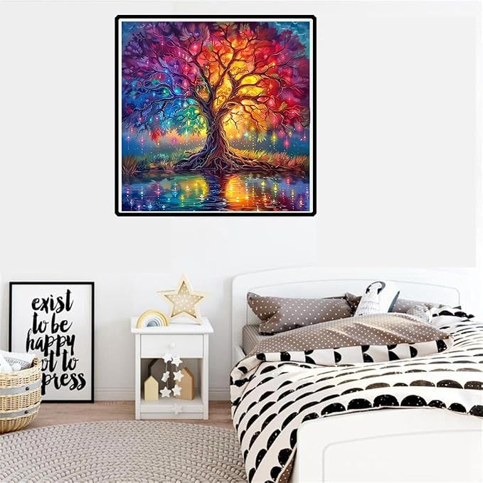 mrpwnle Diamond Art Kits for Adults, Tree of Life Diamond Painting Kits | Tree of Life Diamond Art Painting Kits for Adults Beginners, DIY Round Full Drill Gem Art Crafts Kits Home Decor 12x12inch