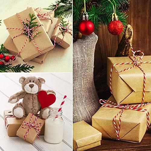 Benvo 656 Feet Cotton Cooking String 2mm Natural Jute Twine 2 Ply Rope Cord Wrapping (Red White and Red Green White)