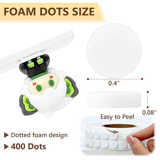 400 PCS 2mm Double Sided Foam Dots 0.4" Foam Round Dots 3D Foam Tape Craft Double Sided Dual Adhesive Foam Mounts Foam Pop Dots For Art Crafts Diy Handmade Scrapbook(White,0.4" Diameter,2mm Thick)