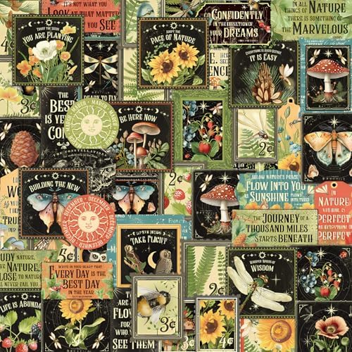 Cottagecore Stickers Vintage Nature - Botanical Mushroom & Sunflower Waterproof Vinyl for Adults | Journal Planner Decor | Laptop Water Bottle Scrapbooking