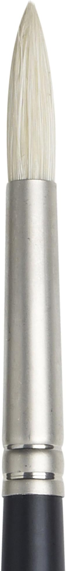 Winsor & Newton Artists' Oil Hog Paint Brush, Long Handle Size 5, Round | Handcrafted with interlocked Chungking bristles; Have spring, stiff, & flagged allowing large amounts of colour to be carried