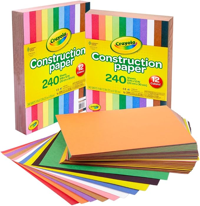Crayola Construction Paper Bulk Pack (480 Sheets) – 10 Assorted Colors, 9x12, Teacher School Supplies & Classroom Must Haves, Card Making Craft Supplies, Art Paper | 9x12 Construction Paper, Teacher School Supplies & Classroom Must Haves, Card Making C...