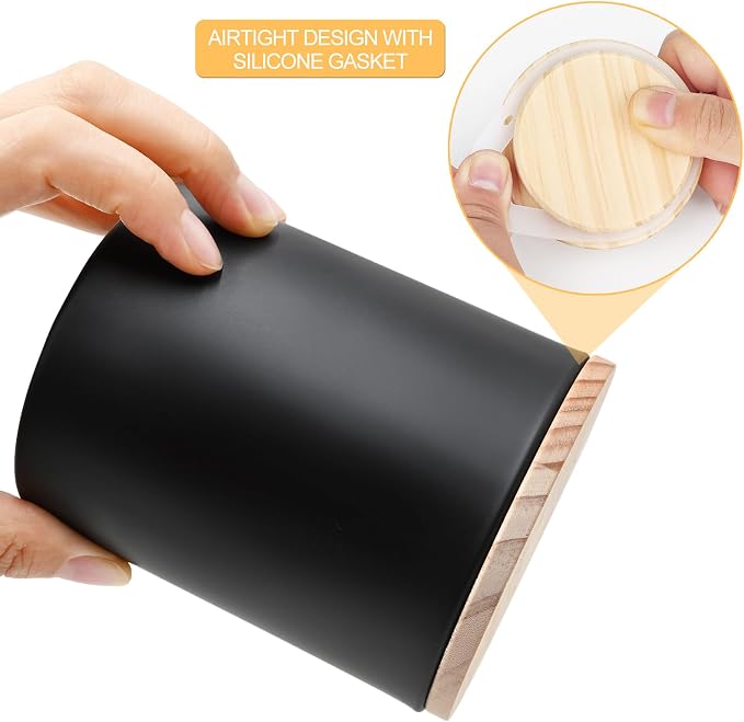 SHOWIN 14 OZ Thick Candle Jars for Making Candles 12 Pcs, 3 Wick Empty Jars with Wood Lids for Candle Making, Sample Container,Matte Black