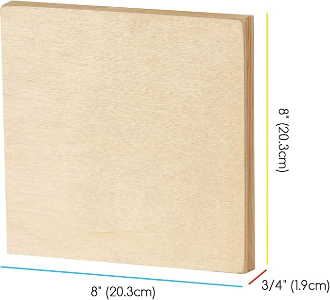 MEEDEN Unfinished Wood Canvas Board:8x8 Canvas Panel Pack of 6
