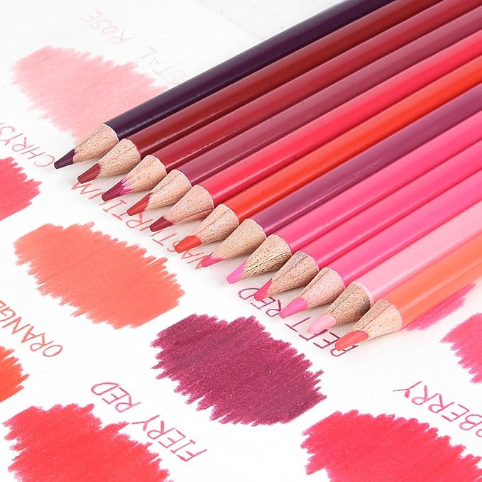 12Pcs Red Colored Pencils Set,Professional Drawing Pencils for Adults | Oil Based,No Duplicates,Pre-sharpened Wooden Sketch Pencil Art Supplies for Coloring Books