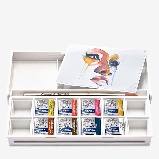 Winsor & Newton Cotman Watercolor Paint Set, 8 Half Pan, Portrait Set | Introductory Watercolor made with Fine Art Pigments, Perfect for Beginners, Lightfast & Permanent, Good Tinting Strength
