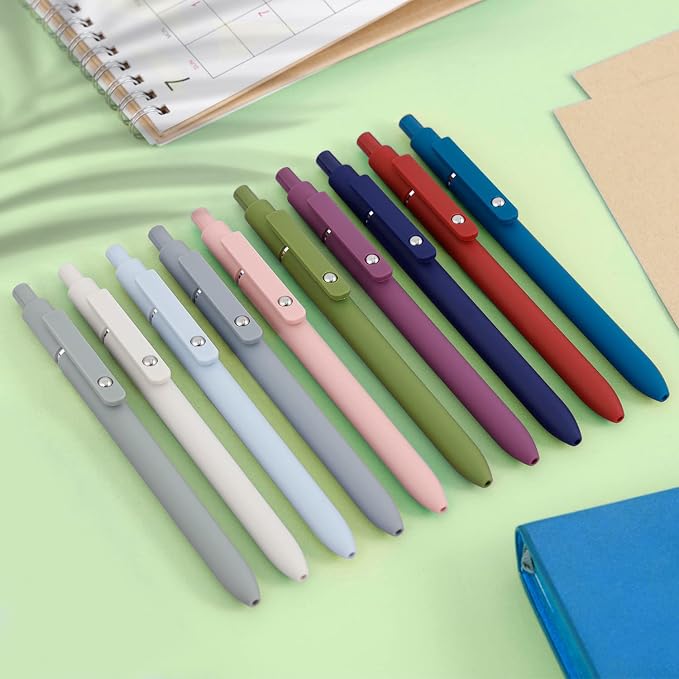 FIOVER Gel Pens 10pcs 0.5mm Quick Dry Black Ink Fine Point Pens