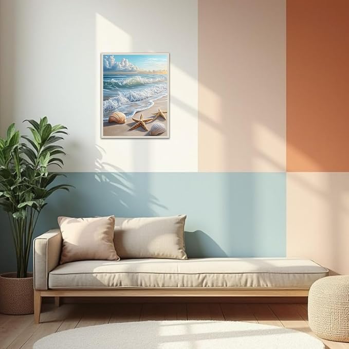 Banket Paint by Numbers Kit for Adults Beginner Beach DIY Painting Kits for Adults Ocean Easy Adult Paint by Number Kits on Canvas Color by Numbers for Gifts Home Wall Decor 16x20 Inch