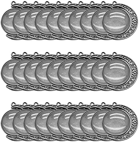 Moon Rotation Double Side Pendant Trays, Silver, 30Pcs 10Sets