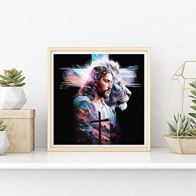 Diamond Art Kits for Adults,Jesus Lion Diamond Painting 13.8 x 13.8 Inch
