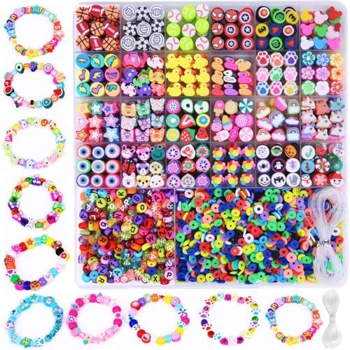 BBita 2480pcs Polymer Clay Beads Charms for Bracelets Making Kit Cute Fun Charms Beads Friendship Bracelet Making DIY Arts Crafts Birthday Gifts Toys for Kids Girls Age 6-13
