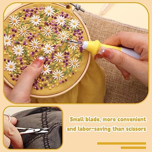 ZMAAGG Seam Ripper, Yellow Ergonomic Grip Handle, 5 PCS Stitch Remover Tool