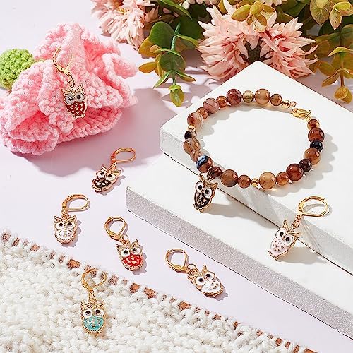 NBEADS 20 Pcs 5 Colors Owl Stitch Markers, Alloy Enamel Crochet Charms Stitch Marker Knitting DIY Gift for Knitting Weaving Sewing Accessories Quilting Jewelry Making