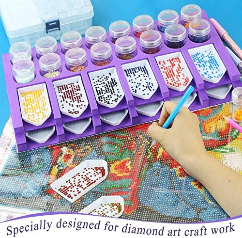 Diamond Painting Accessories Tray Organizer, Diamond Art Painting Beads Sorting Storage containers, Diamond Art Accessories Tools Kits for Rhinestones/5D Diamond Embroidery/DIY Crafts (12 Slots Trays)