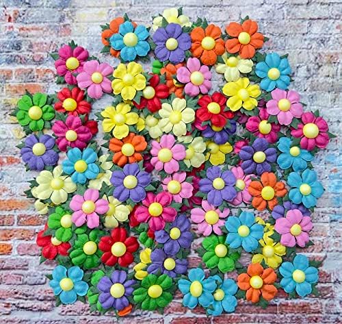 Handmade 100 Pcs Lovely Mulberry Paper Flowers 30x30mm Scrapbooking Wedding DIY Craft Supplies Card Paper Flowers Craft Projects Artificial Flowers. (.10 Colors..)