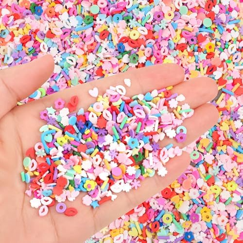 FOIMAS Fake Sprinkles for Crafts, 8.47oz Fake Sprinkles Mini Polymer Clay Slices for Crafts Slime Art Nail DIY Cake Decoration Card Filler Supply